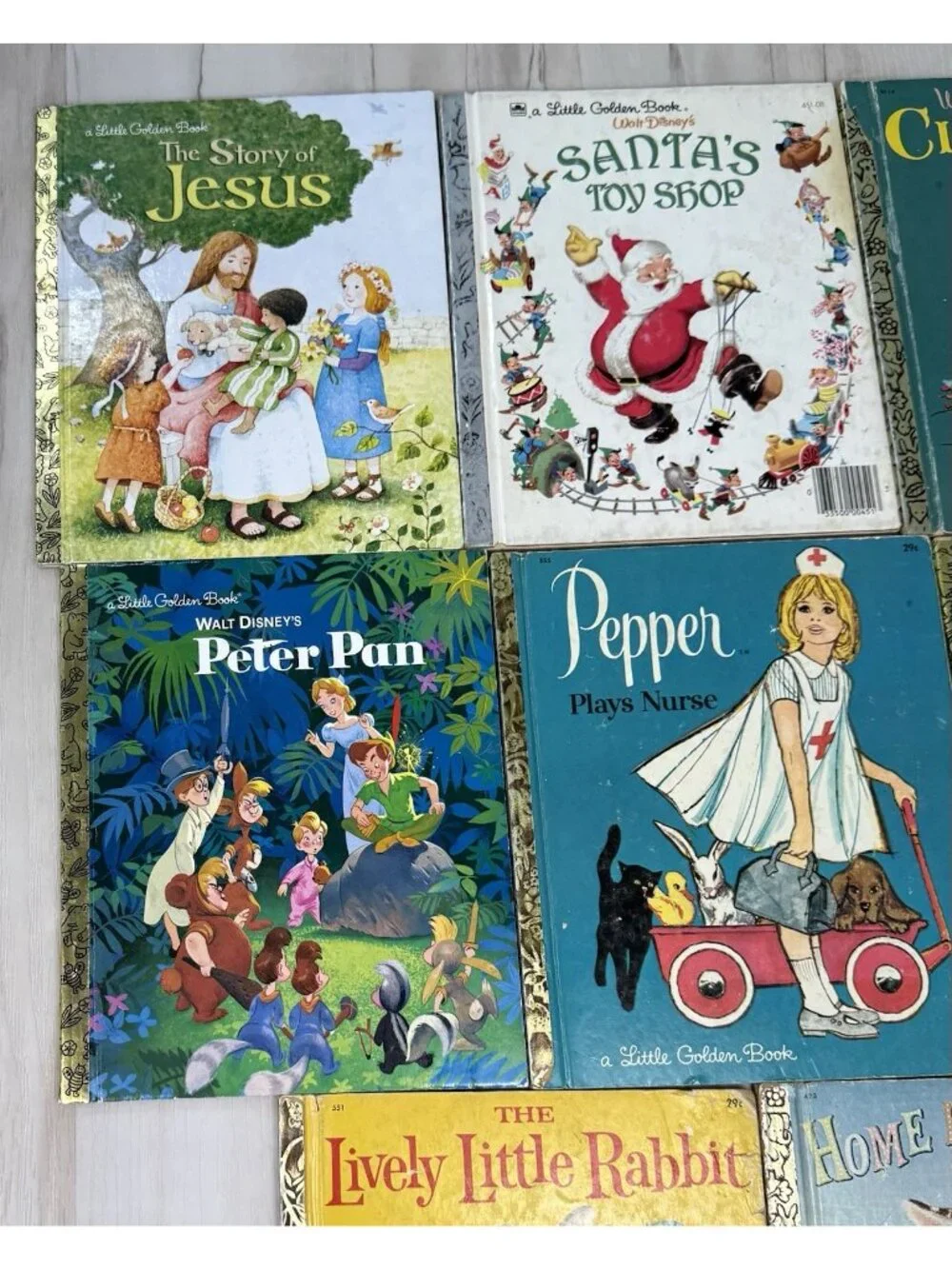 VTG LITTLE GOLDEN BOOK Lot 8 Disney Santa's Toy Shop Pepper Plays Nurse Rabbit